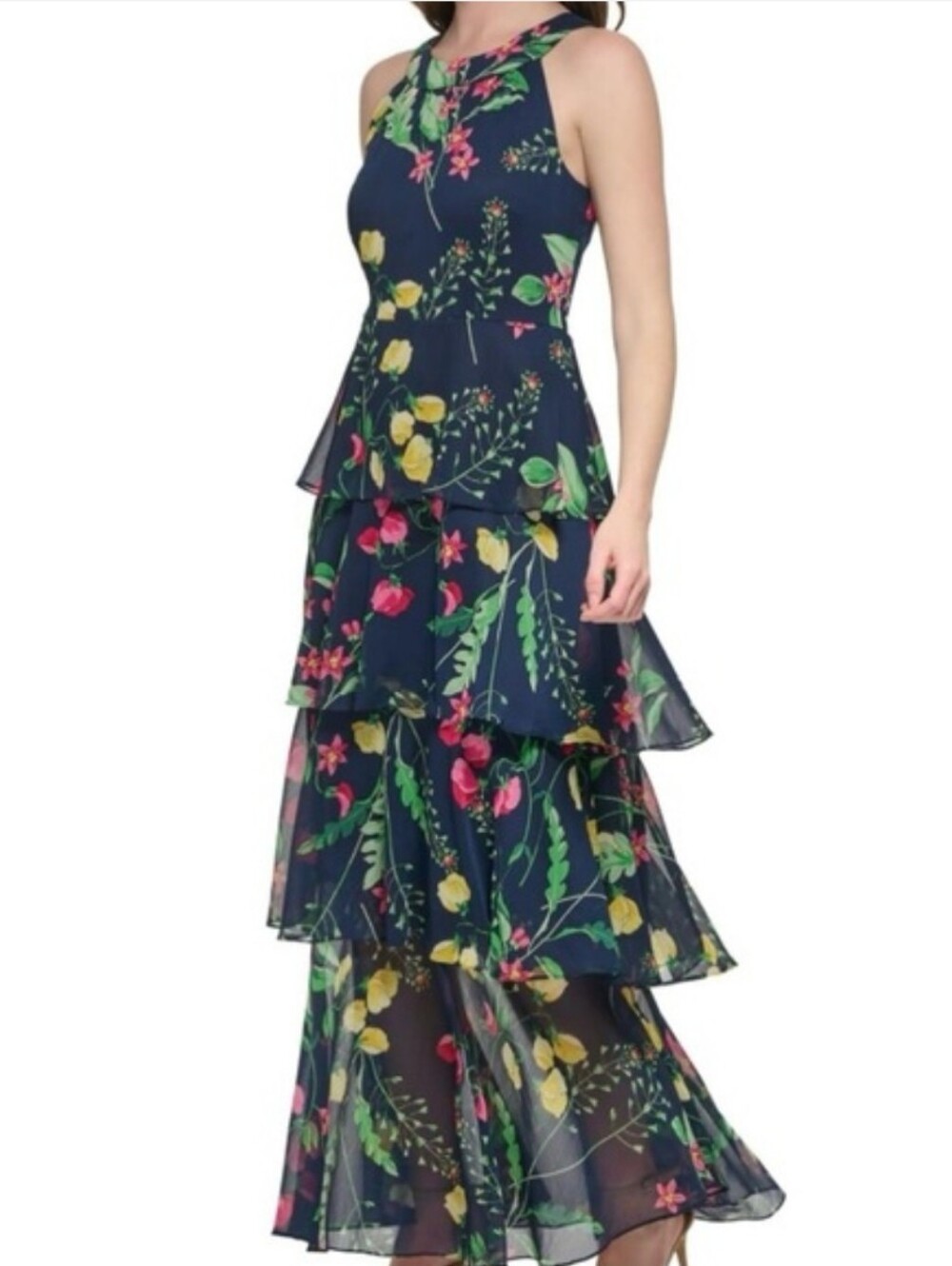 Tommy Hilfiger Women’s Floral Tiered Maxi Cocktail Wedding Party Dress Size 8
